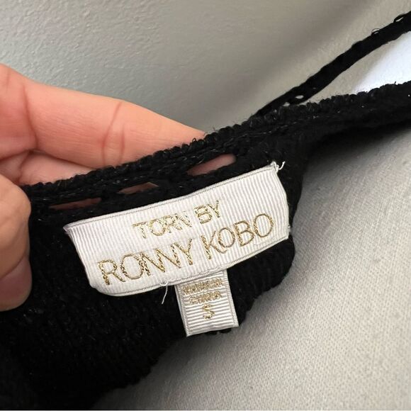 Torn by Ronny Kobo Black Madi Knit Open Back Bodycon Bohemian Beach Dress Sz S - Picture 8 of 10